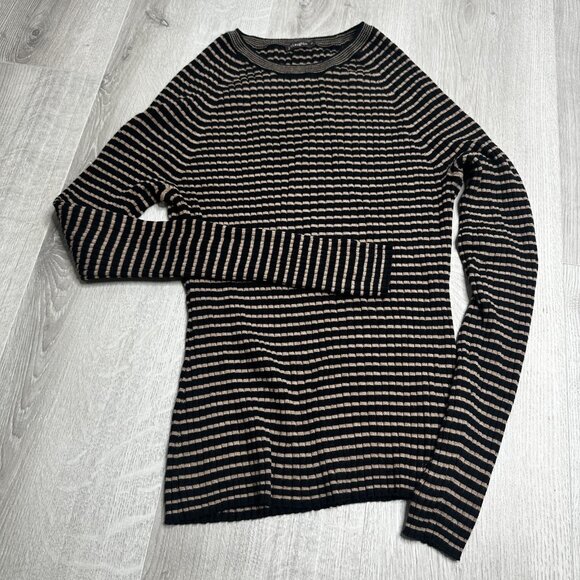 J McLaughlin Sweater Womens M Striped Ribbed Pullover Modal Blend Preppy Stretch - Picture 1 of 7